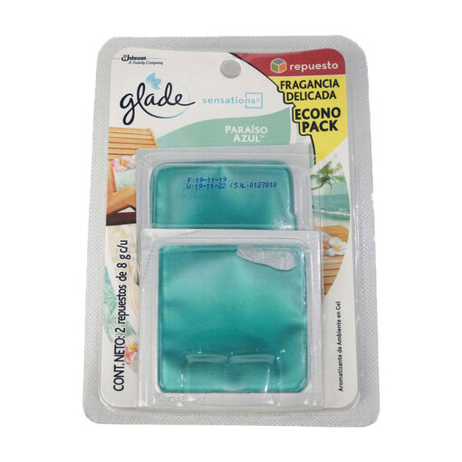Glade Repuesto Sensations en Gel X 2 Paraiso Azul