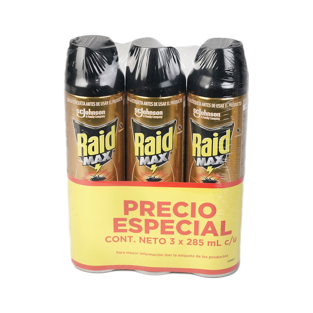 Super Oferta - Lleva 3 Raid Max 285ml c/u Con Precio Especial