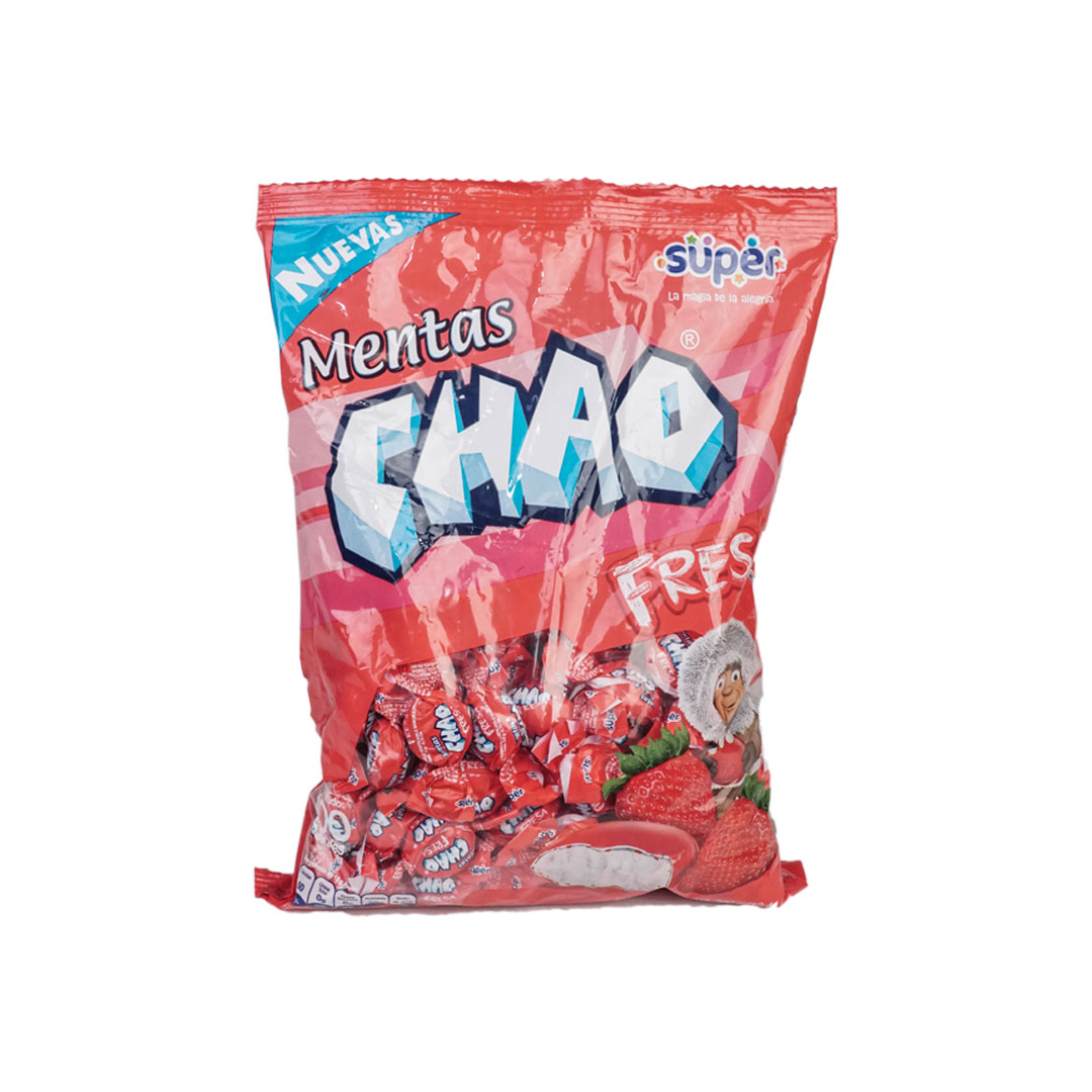 Menta Chao Grageada  Sabor a Fresa Bolsa x100 unds.