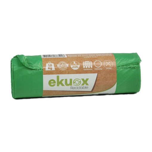 Rollo De Bolsas Para Basura Ekuox Color Verde - Medidas 55X75